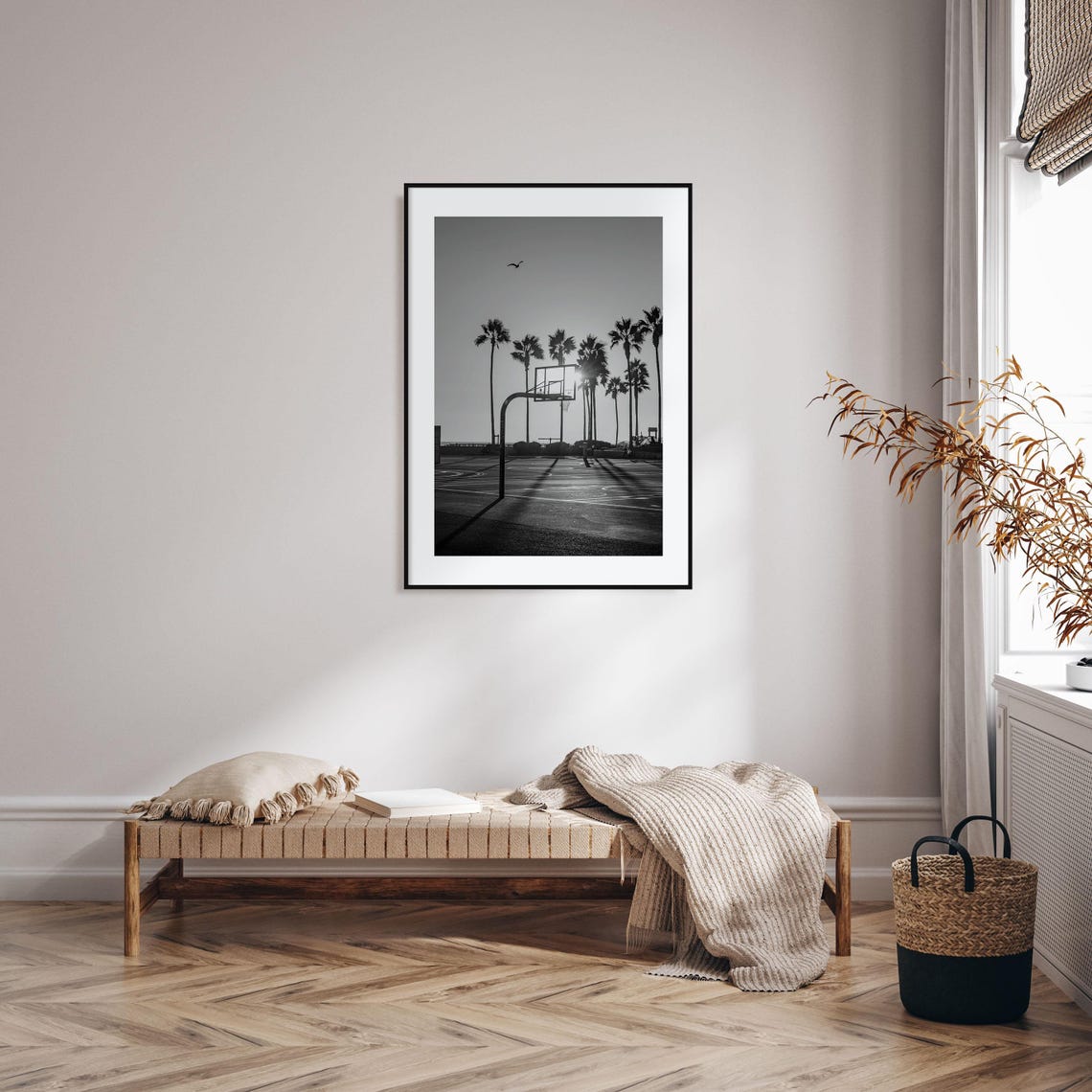 Basketball Court Photo Poster Print No 4 Basketball Black And White Art Basketball Photography Basketball Travel Map Poster - Image 2