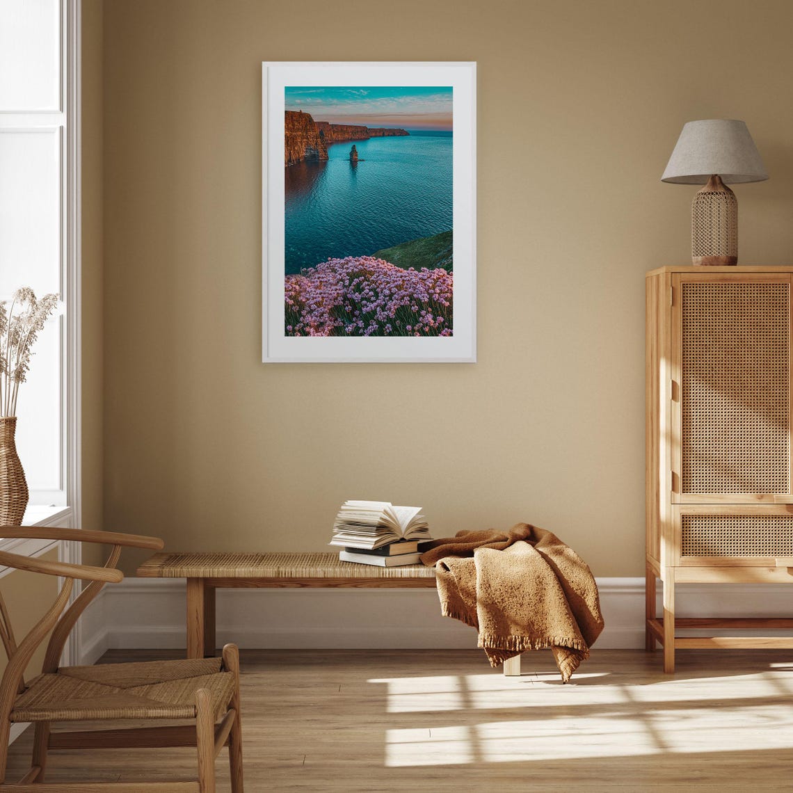 Ireland Cliffs of Moher Sunset Pink Flowers Sea Stack Poster - Image 3