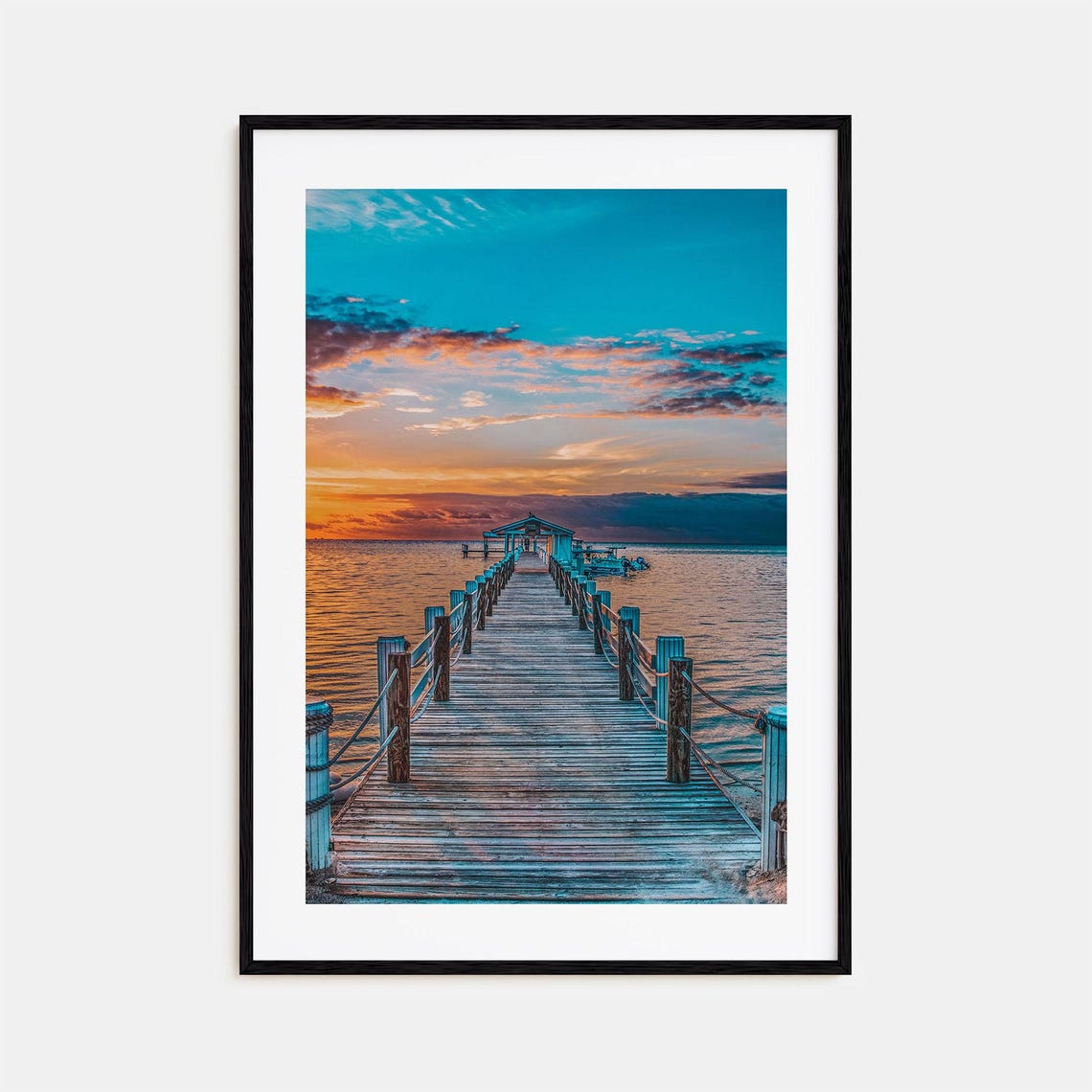 Islamorada Florida Wooden Pier Ocean Sunset Vibrant Sky Poster