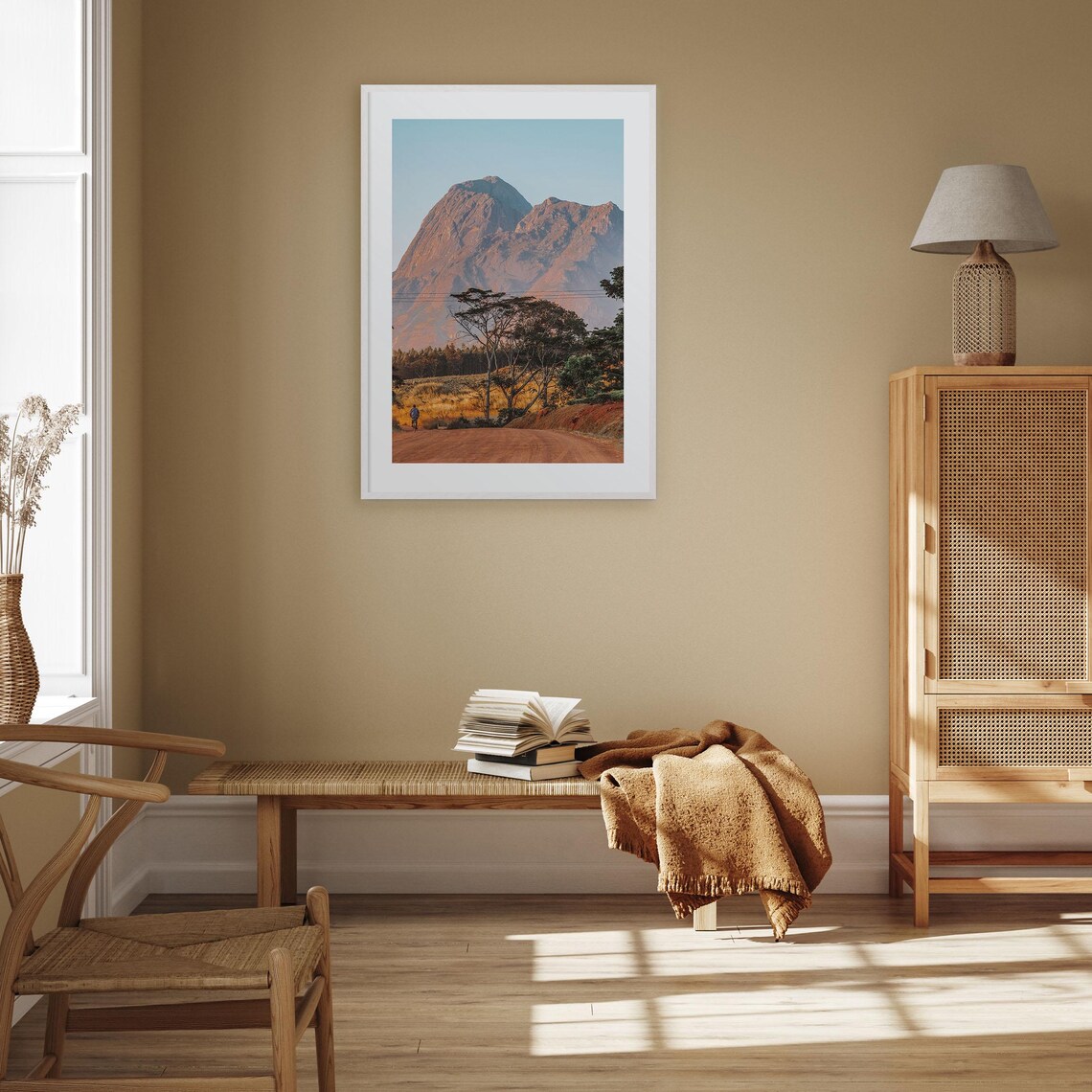 Malawi Mountain Dirt Road Cyclist Golden Hour Photo Art Poster - Image 3