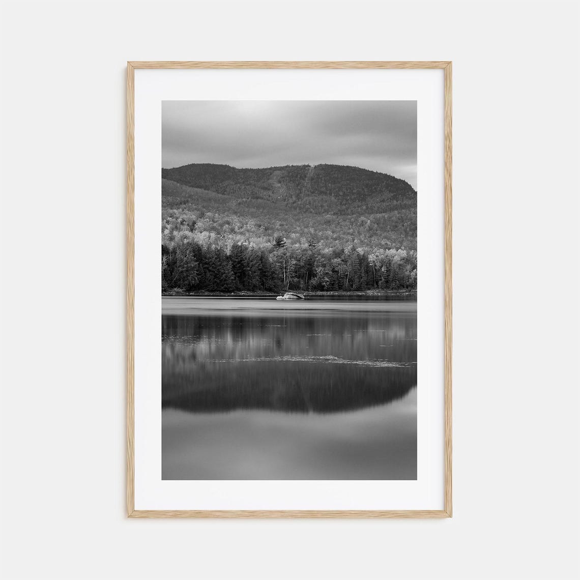 Adirondack Mountains Lake Reflection Black And White Photo Poster