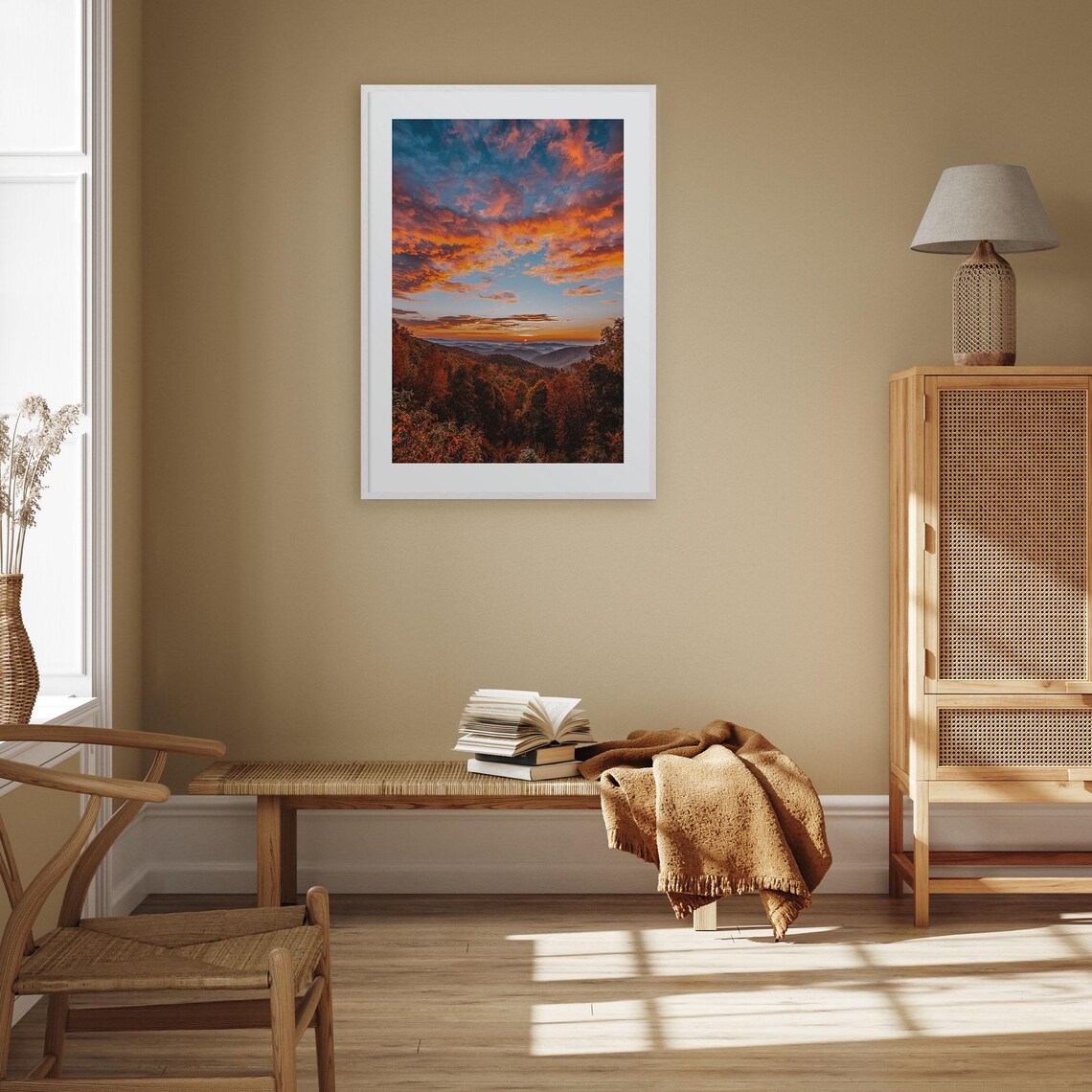 Asheville Autumn Mountains Sunset Fiery Cloud Sky Art Poster - Image 2