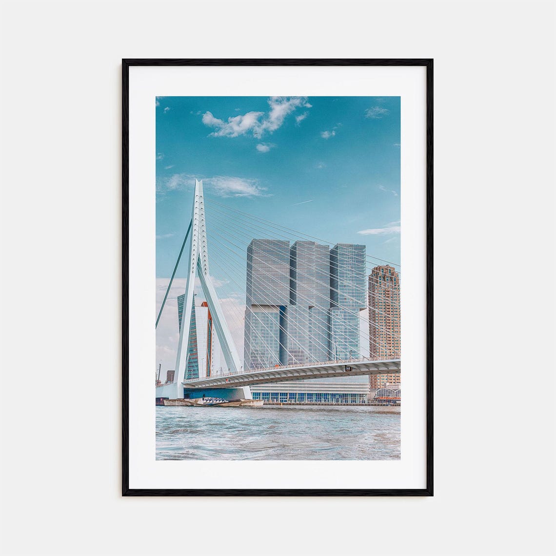 Rotterdam Netherlands Colorful Photo Poster Erasmus Bridge Skyline Art