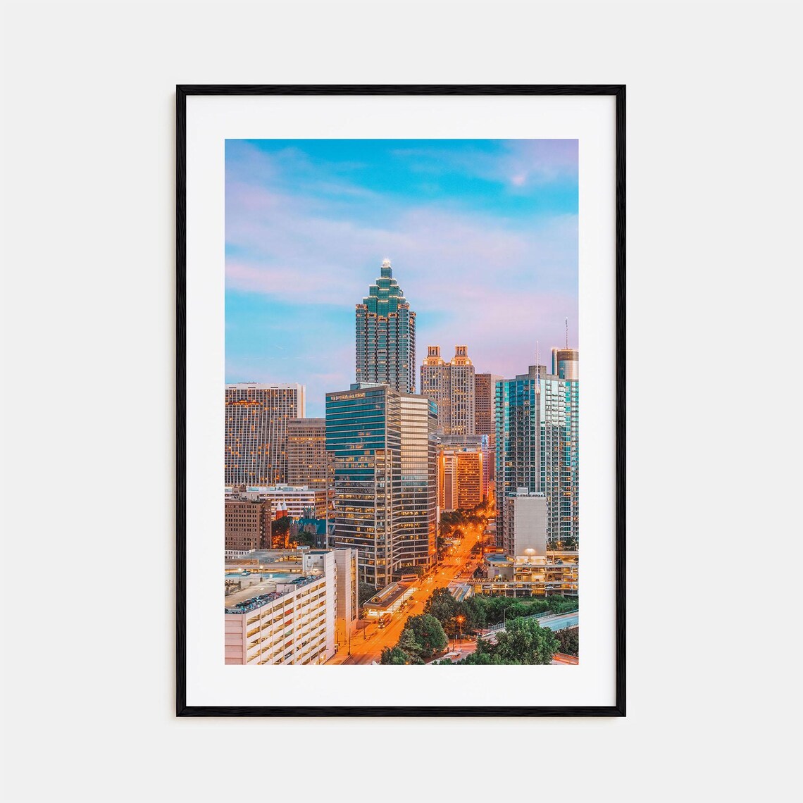 Atlanta Georgia Skyline Dusk Downtown Towers Cityscape Art Poster