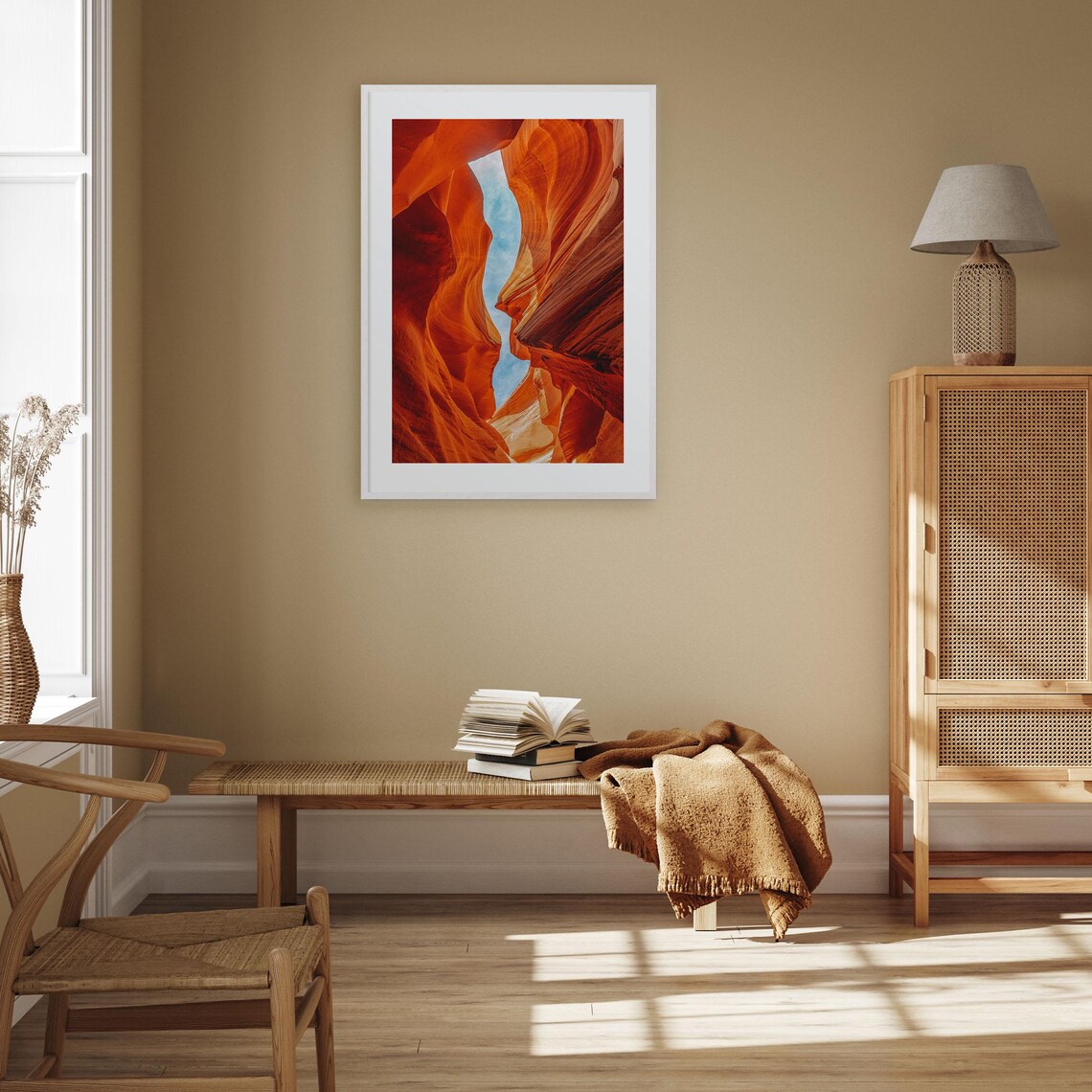 Arizona Slot Canyon View Up To Sky Glowing Orange Rock Photo Poster - Image 3