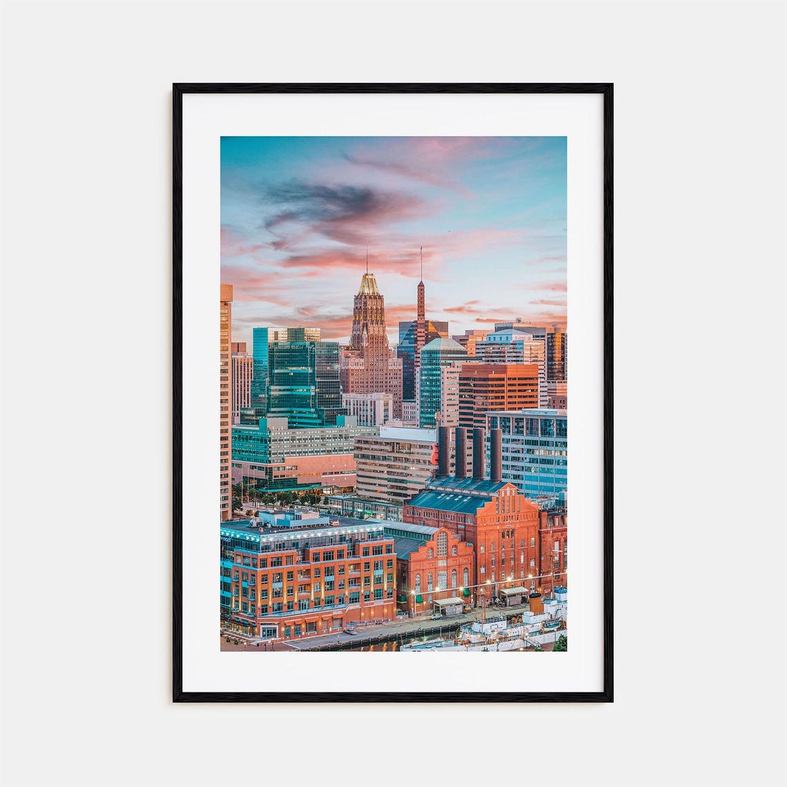 Baltimore Inner Harbor Skyline Sunset Waterfront Dusk Poster