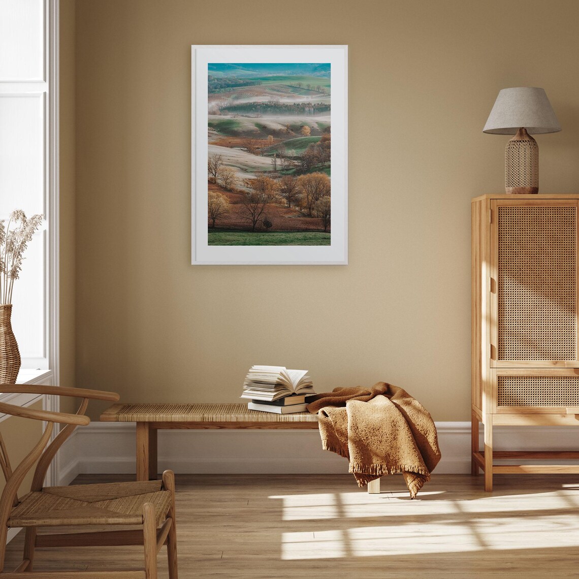 Illinois Rolling Autumn Hills Morning Fog Landscape Photo Poster - Image 3