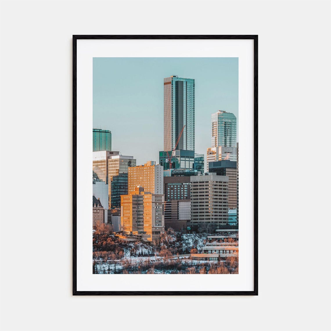 Edmonton Alberta Winter Skyline Snow Golden Light City Photo Poster