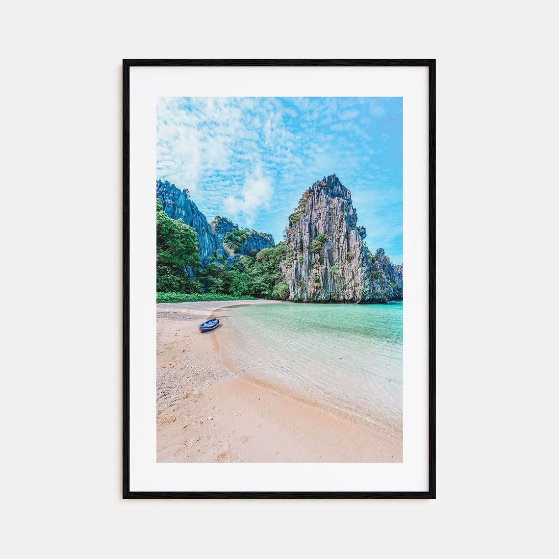 El Nido Philippines Limestone Cliffs Turquoise Beach Boat Photo Poster