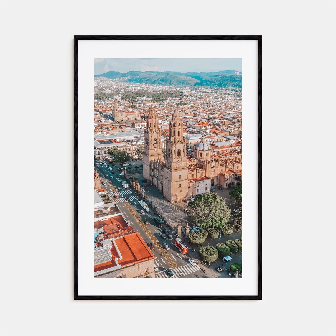 Morelia Cathedral Twin Towers Mexico City Aerial View Poster