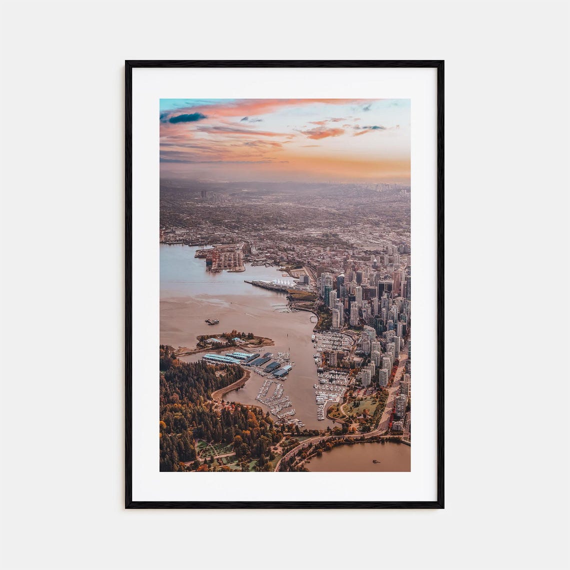 Vancouver Canada Harbour Aerial View at Sunset With Marinas Poster