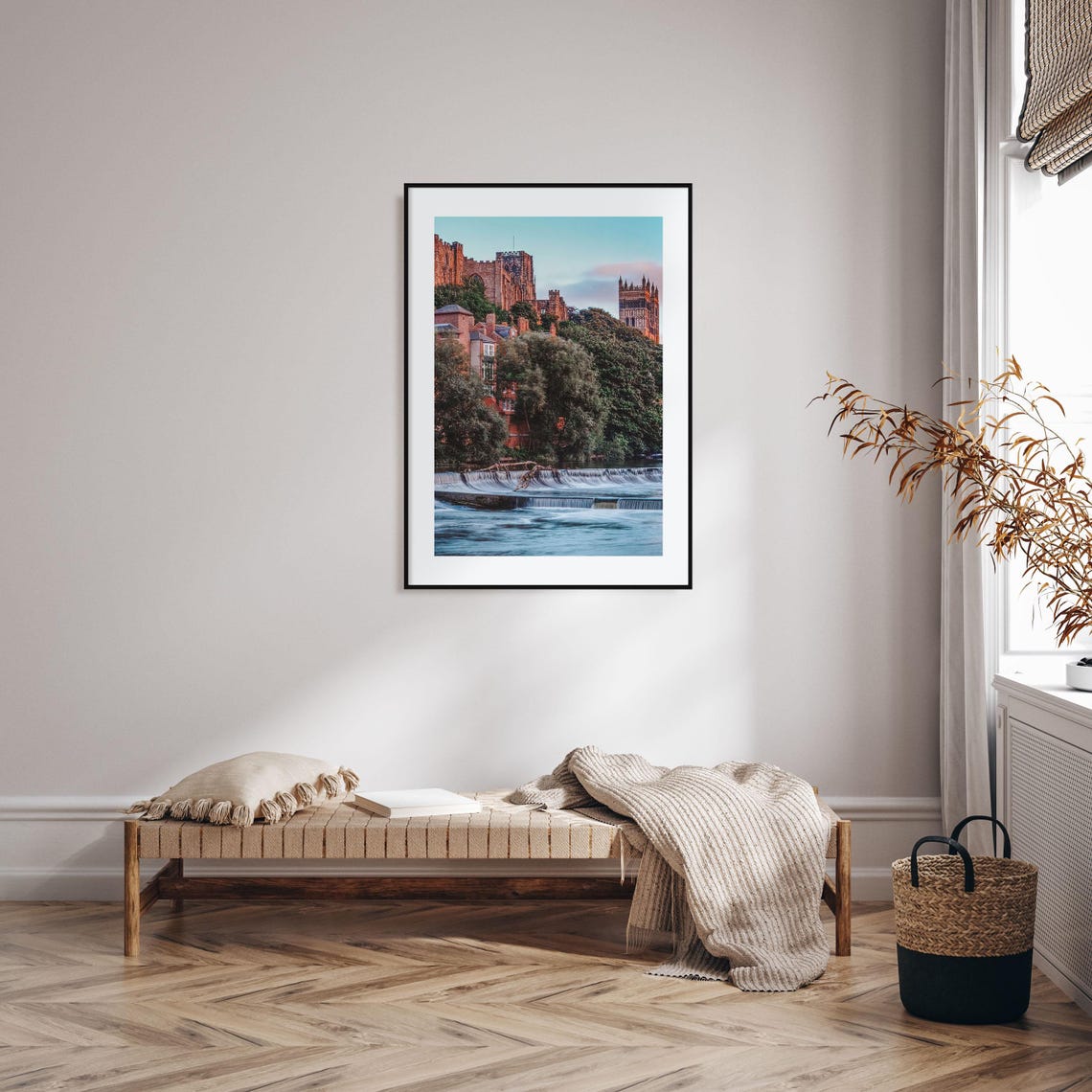 Durham England Cathedral Castle River Weir Golden Hour Photo Poster - Image 2