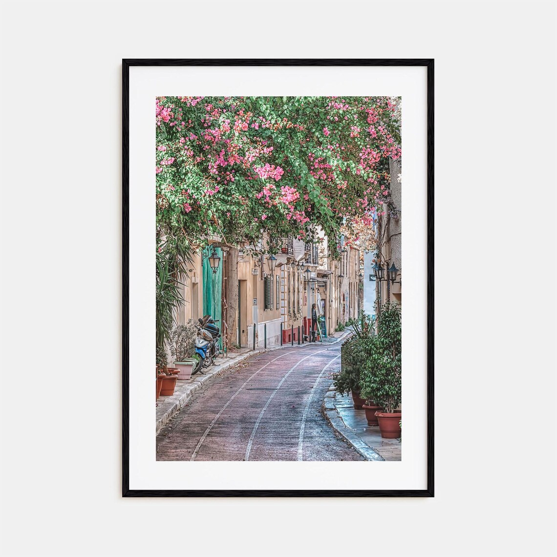 Athens Greece Bougainvillea Street Plaka Old Town Travel Photo Poster