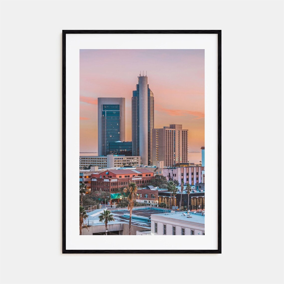 Corpus Christi Gulf Coast Texas Skyline Sunset Palm City Poster
