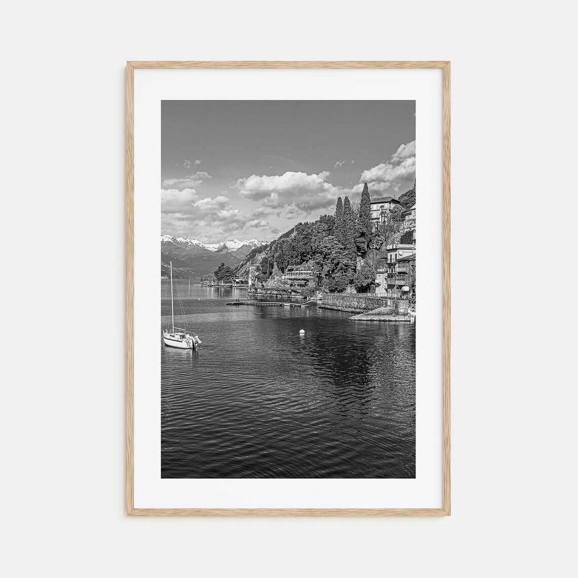 Lake Como Italy Sailboat Cypress Villa Alps Shore View Poster