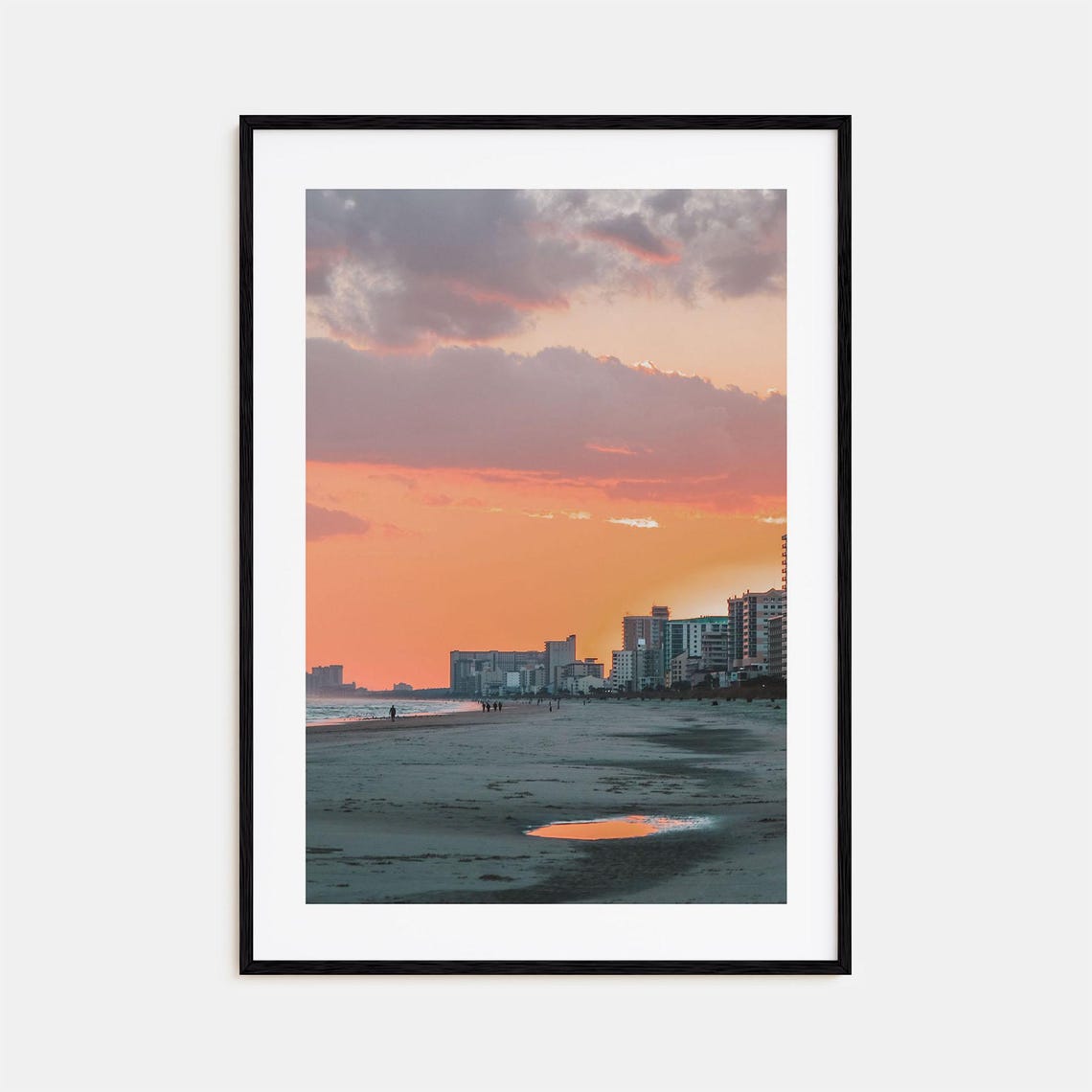 Myrtle Beach Sunset Skyline Golden Hour Beachfront View Poster