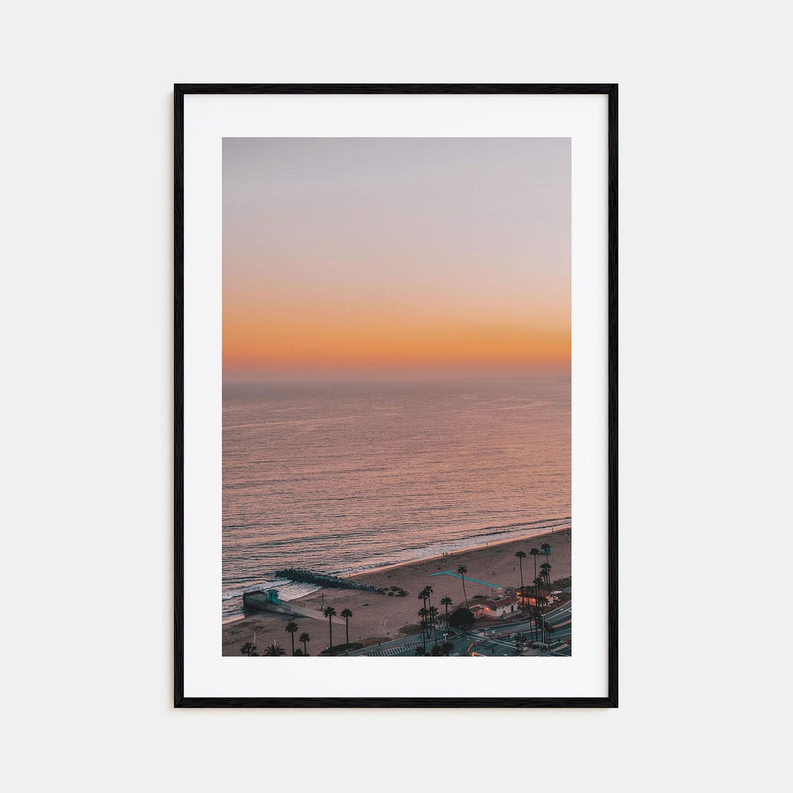 Orange Beach Sunset from Above with Palms and Shoreline Glow Print