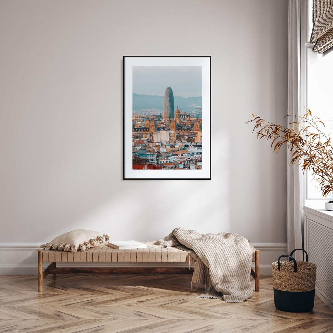 Barcelona Torre Glories Rising Over Old City Rooftops Photo Poster - Image 2