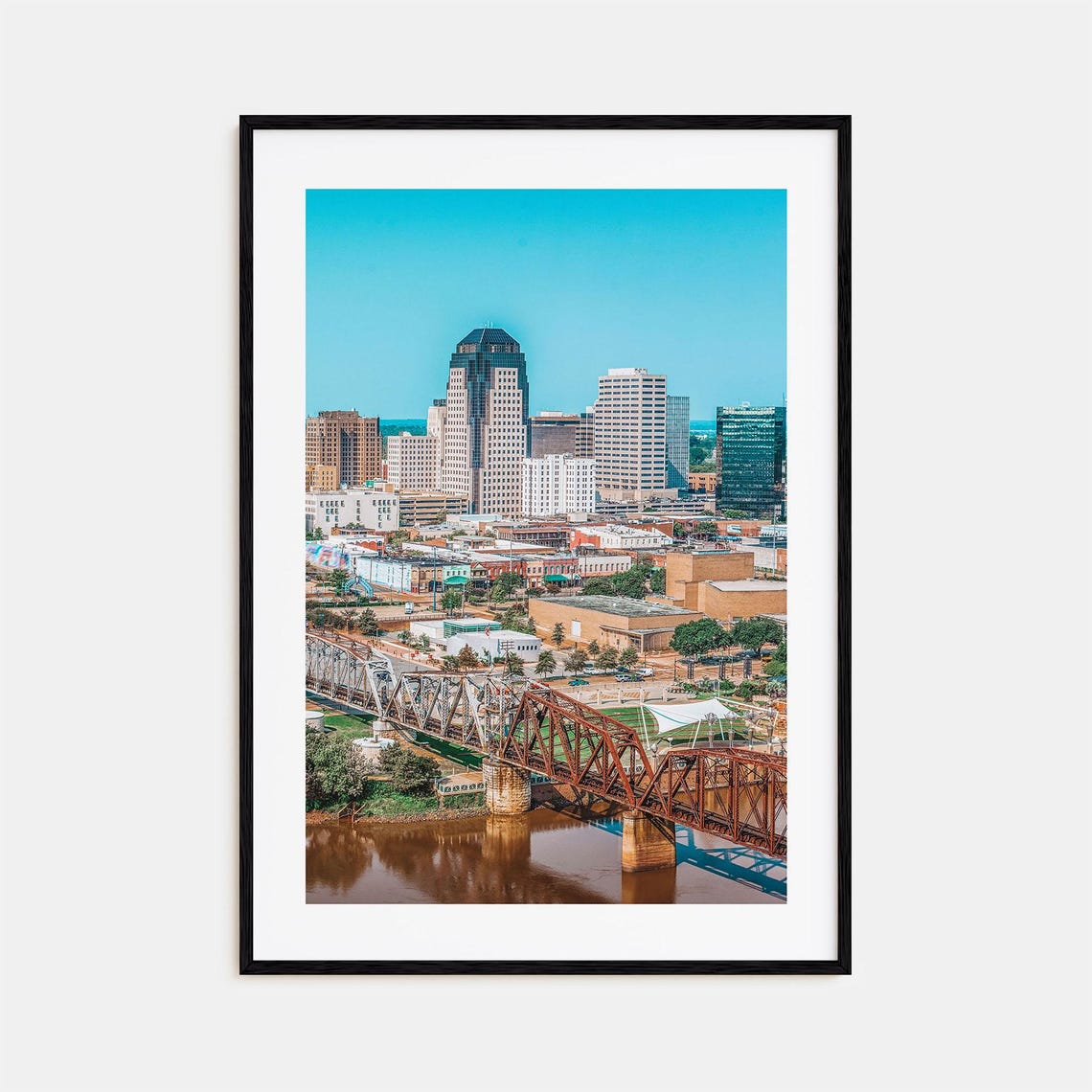 Shreveport Louisiana Downtown Skyline Red River Bridge Poster