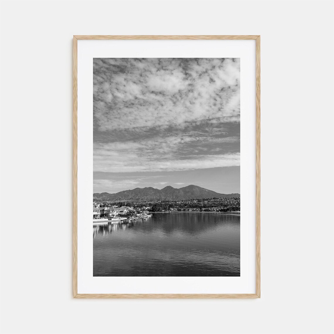 Mission Viejo California Lake Black And White Mountain Poster
