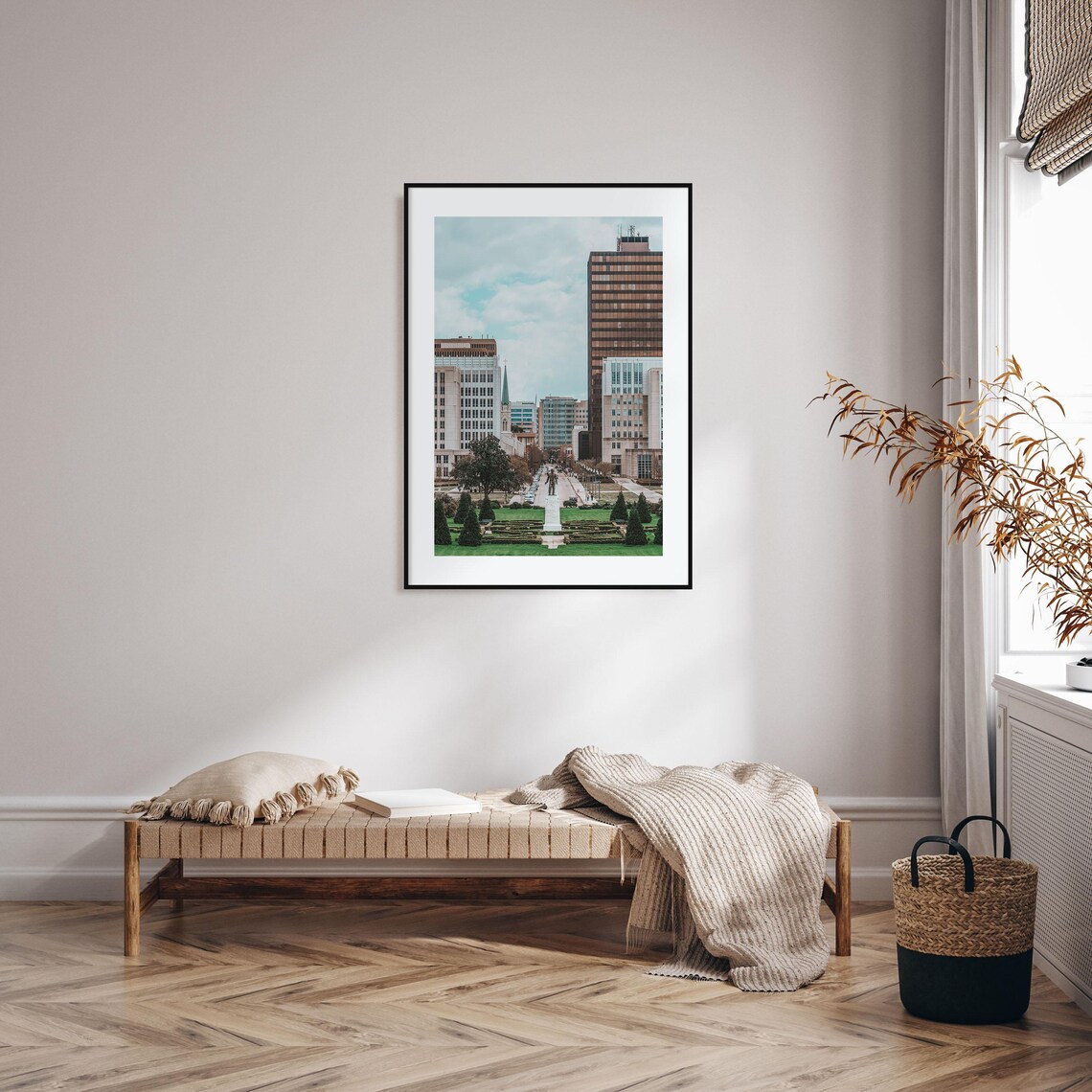 Baton Rouge Downtown Plaza With Statue And Church Spire Photo Poster - Image 2