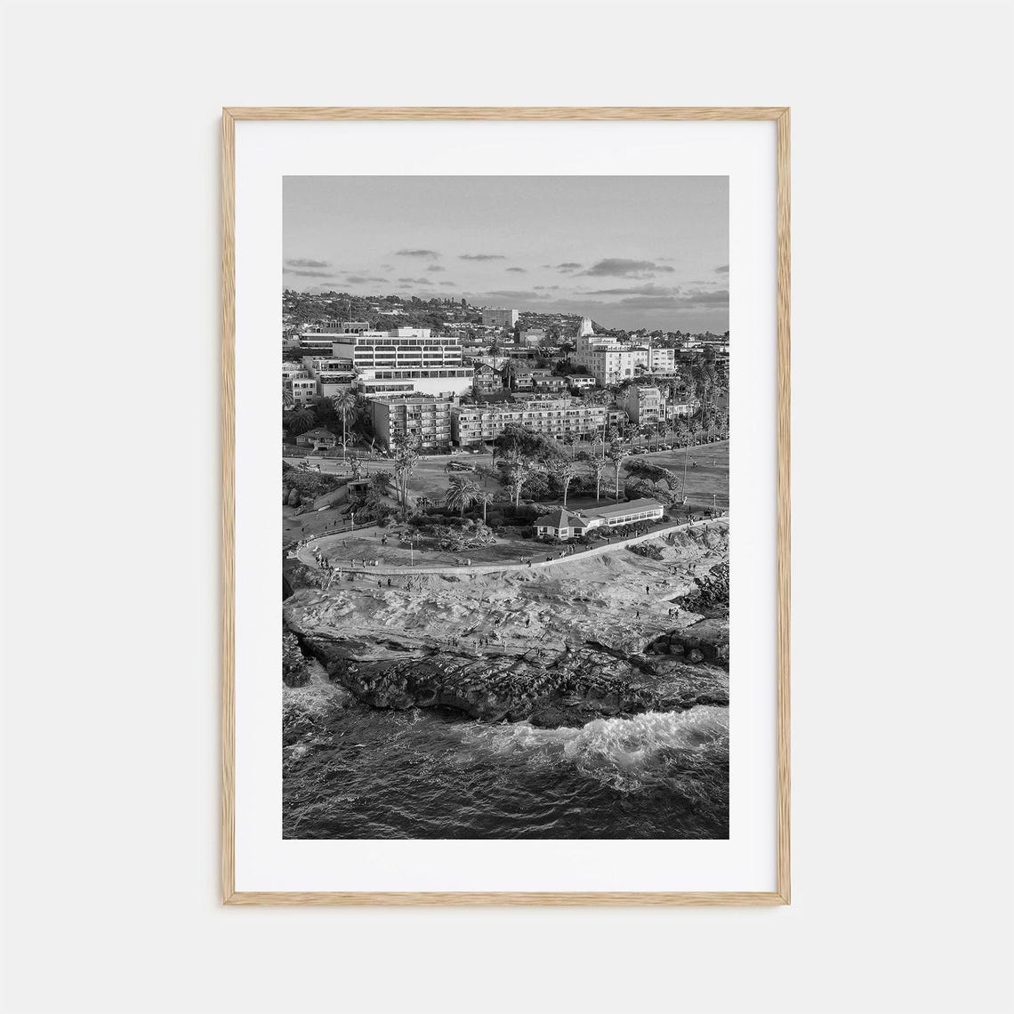 La Jolla California Cliffs Black And White Cove Coast Poster