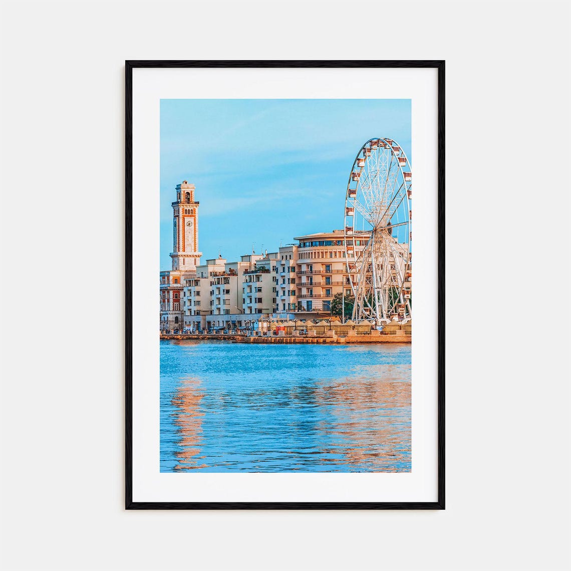 Bari Italy Waterfront Clock Tower And Ferris Wheel Photo Poster