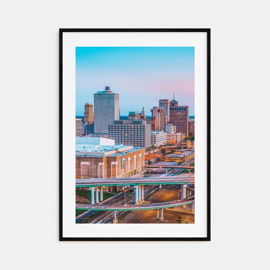 Memphis Tennessee Downtown Skyline at Dusk Highway Cityscape Poster