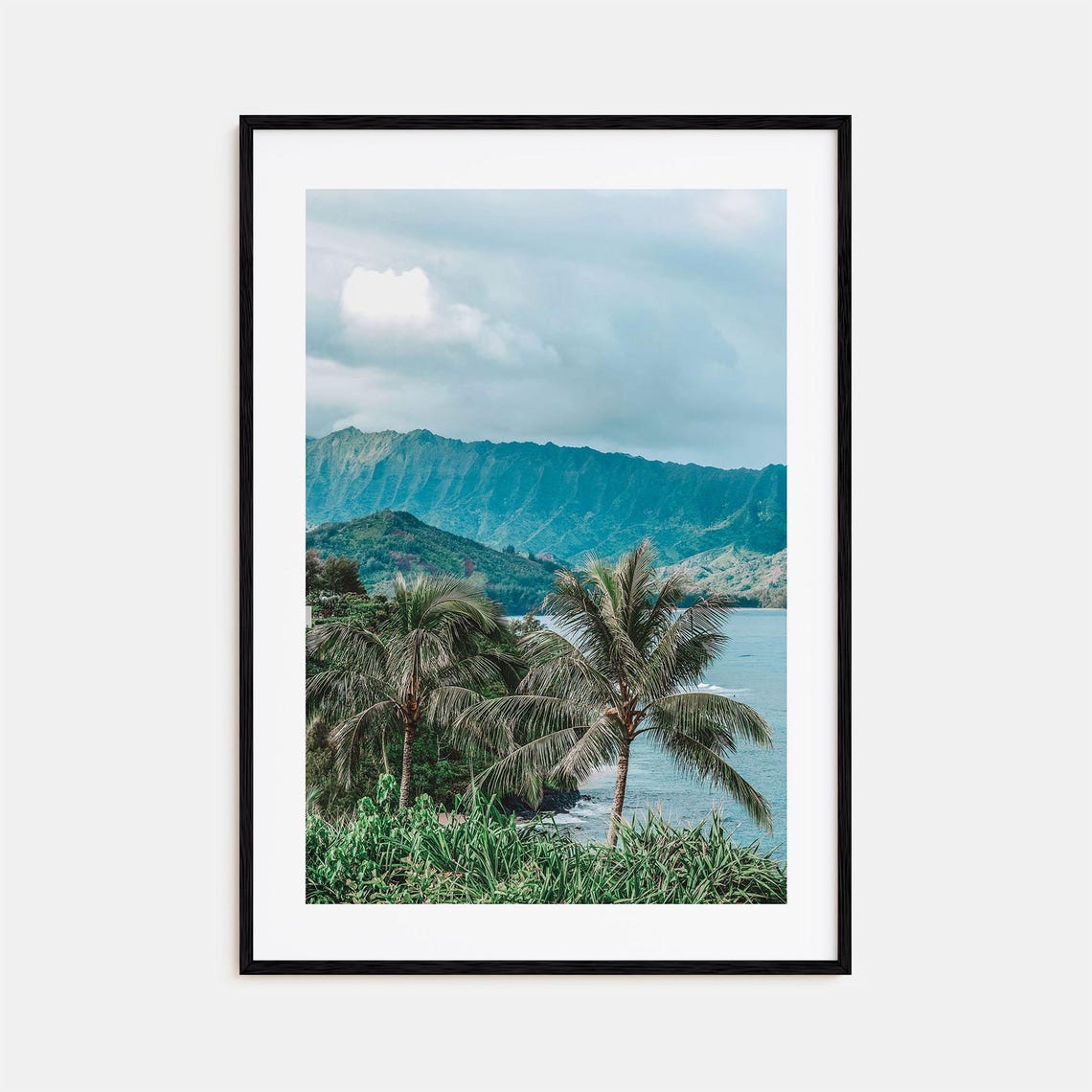 Tropical Palm Coast Green Cliffs Ocean View Scenic Art Print