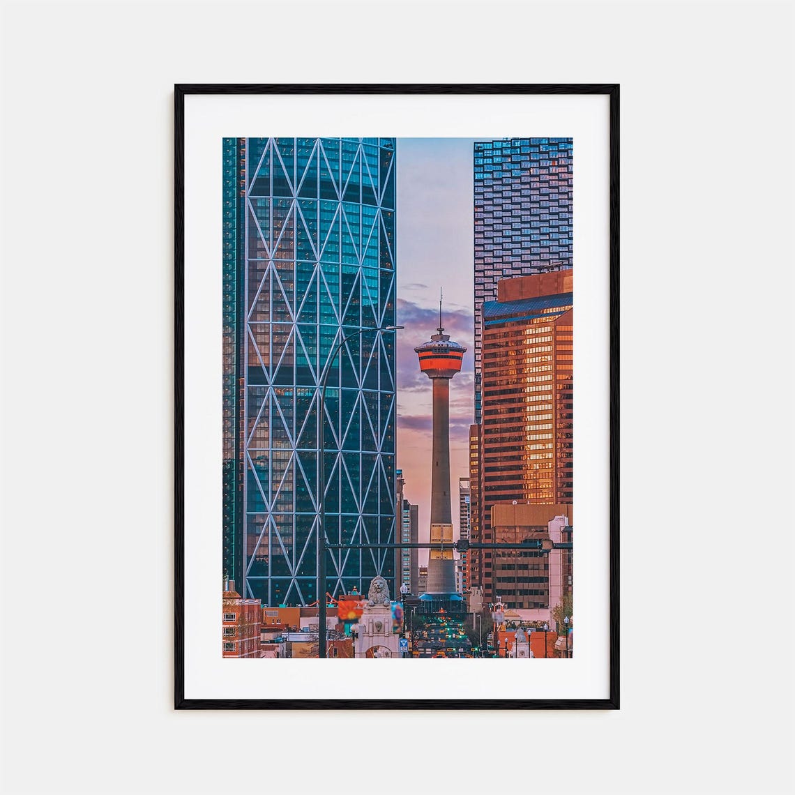 Calgary Downtown Sunset Skyline Glass Tower Dusk Glow Poster