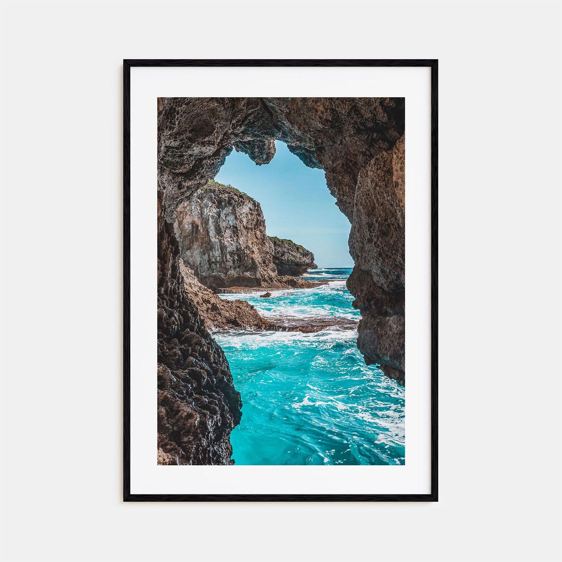 Guam Sea Cave Rock Arch Turquoise Ocean Cliffs Coast View Poster