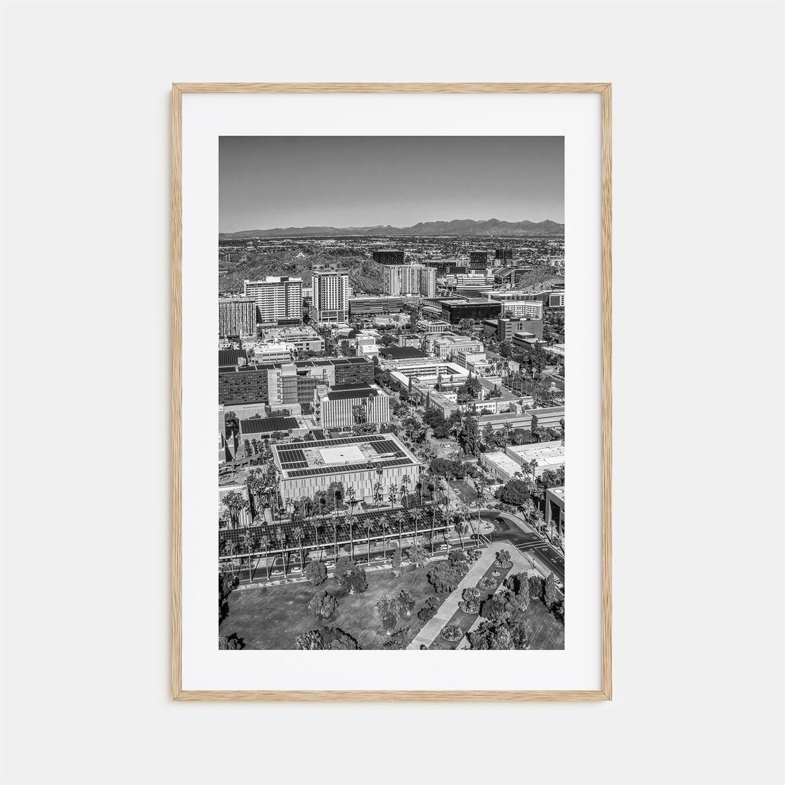 Tempe Arizona Downtown Aerial Skyline Black And White Poster