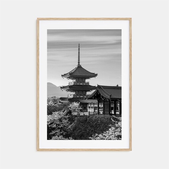 Kyoto Black and White Travel Poster Print