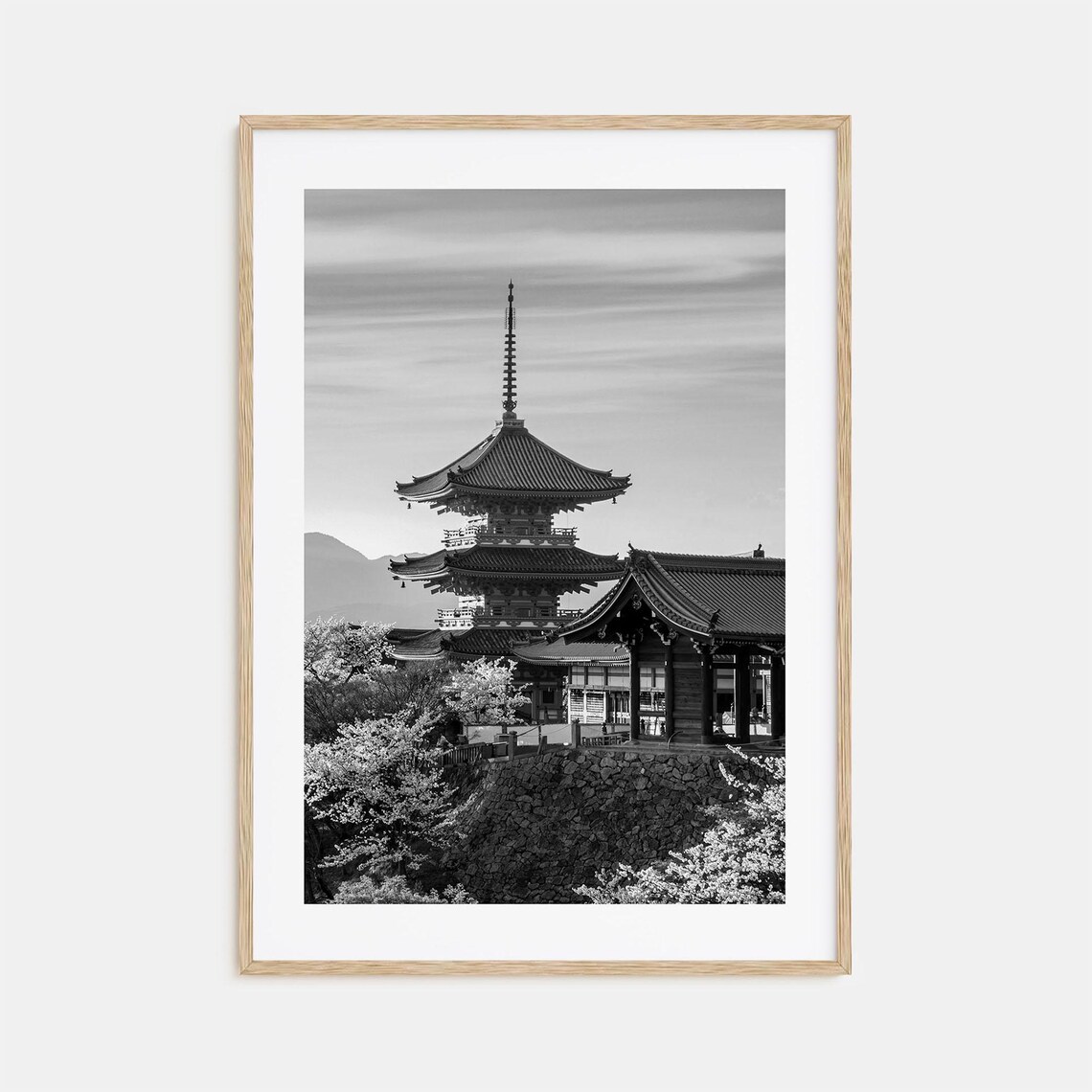 Kyoto Black and White Travel Poster Print