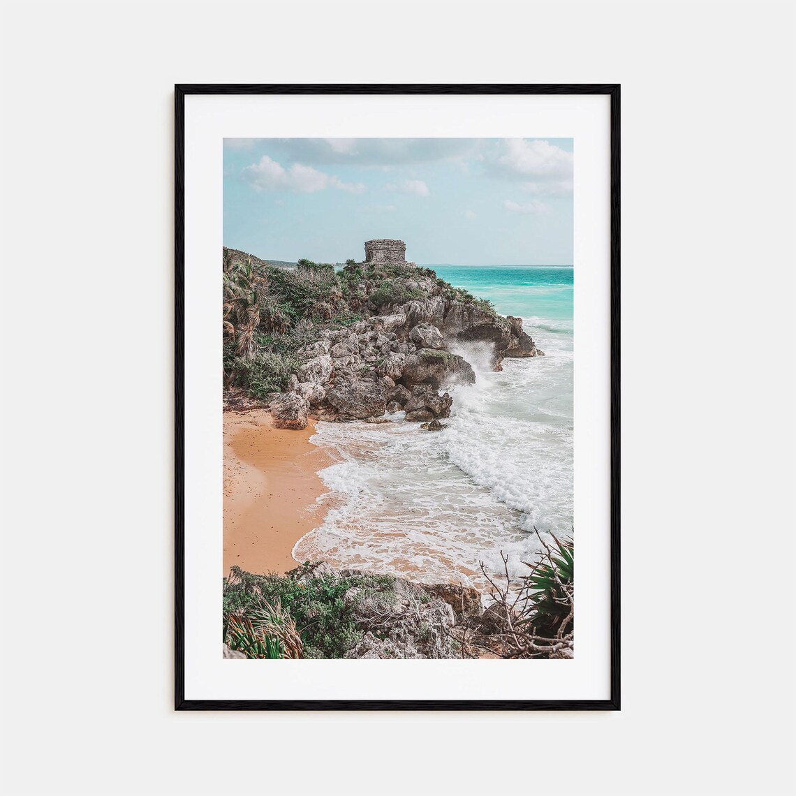 Cancun Tulum Mayan Seaside Ruins Coast Colorful Photography Poster