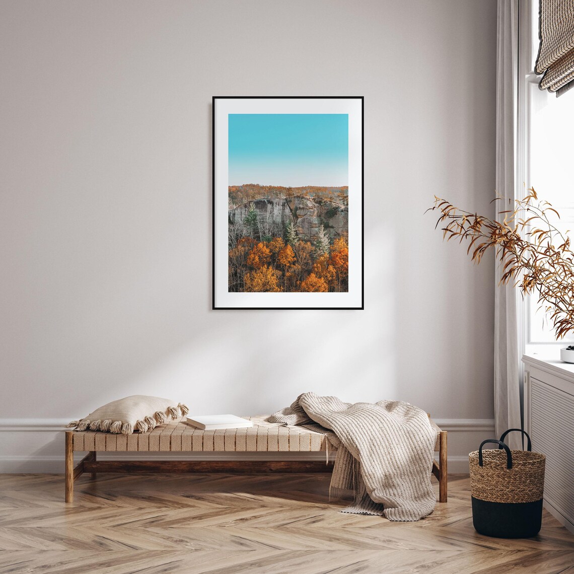 Sandstone Cliff Autumn Foliage Canyon Landscape Art Photo Print - Image 2