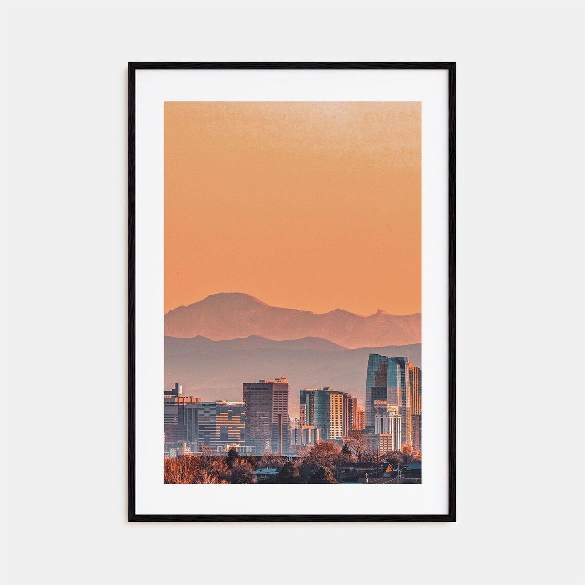Denver Skyline Rocky Mountain Sunset Colorful Photography Poster
