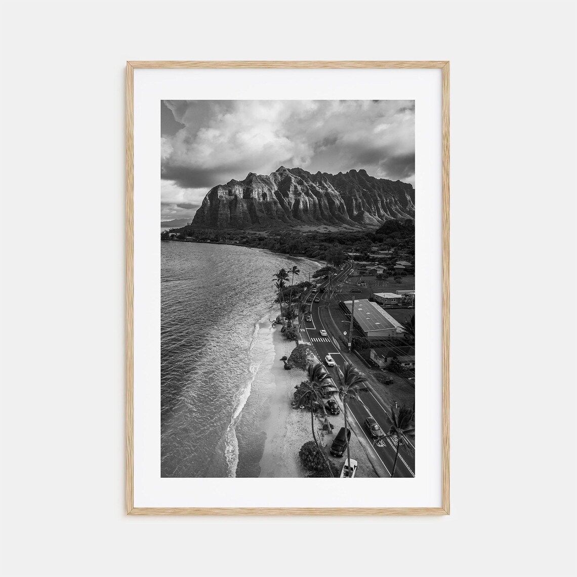 Oahu Black And White Travel Poster Print