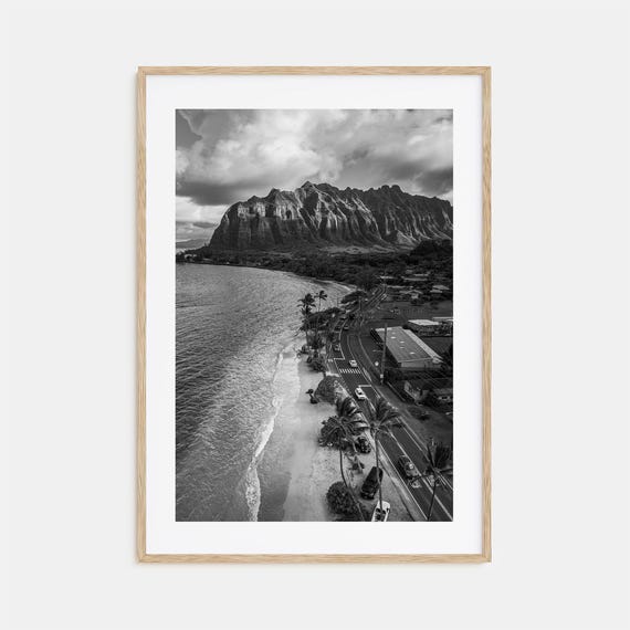 Oahu Black And White Travel Poster Print