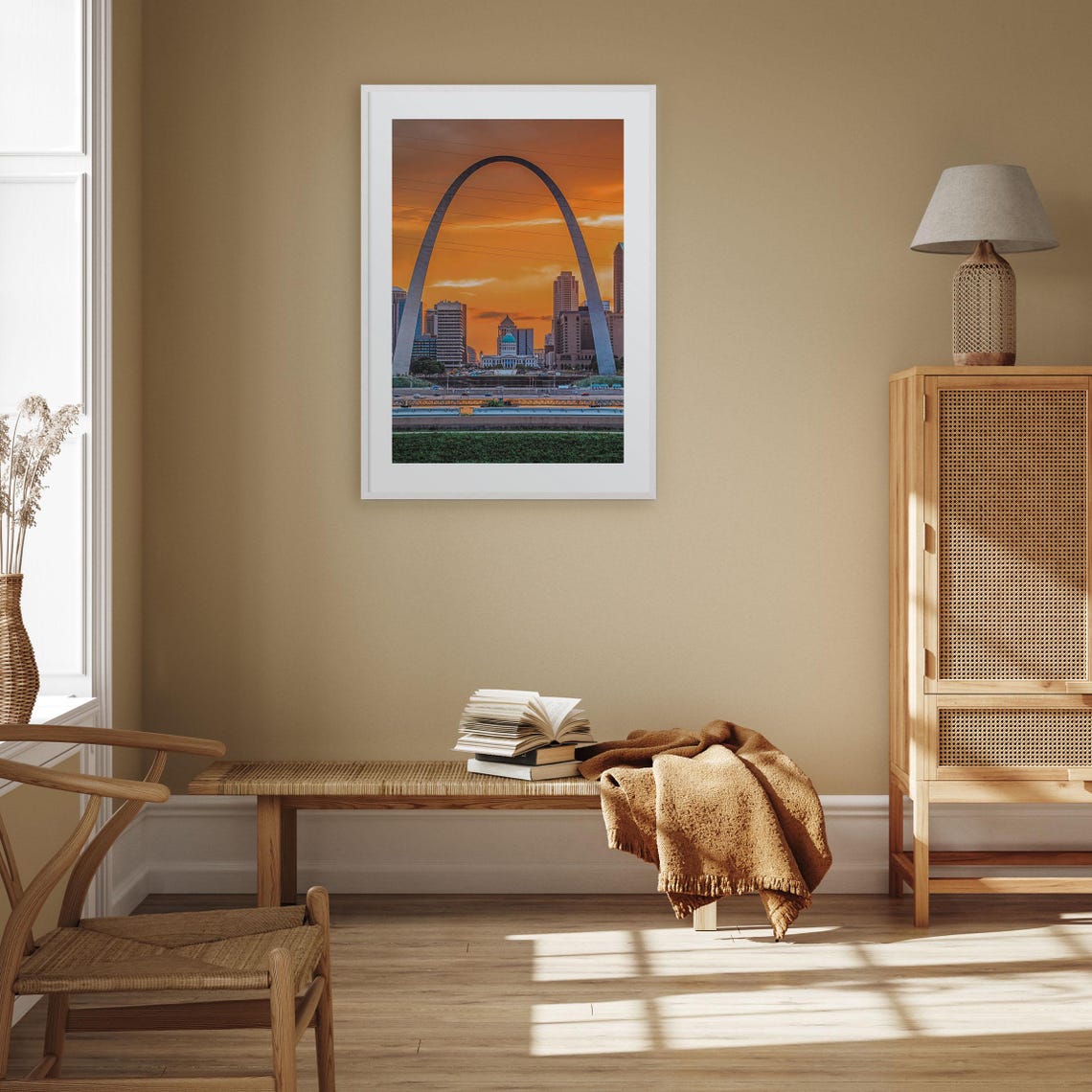 St Louis Gateway Arch and Downtown Skyline at Orange Sunset Poster - Image 2