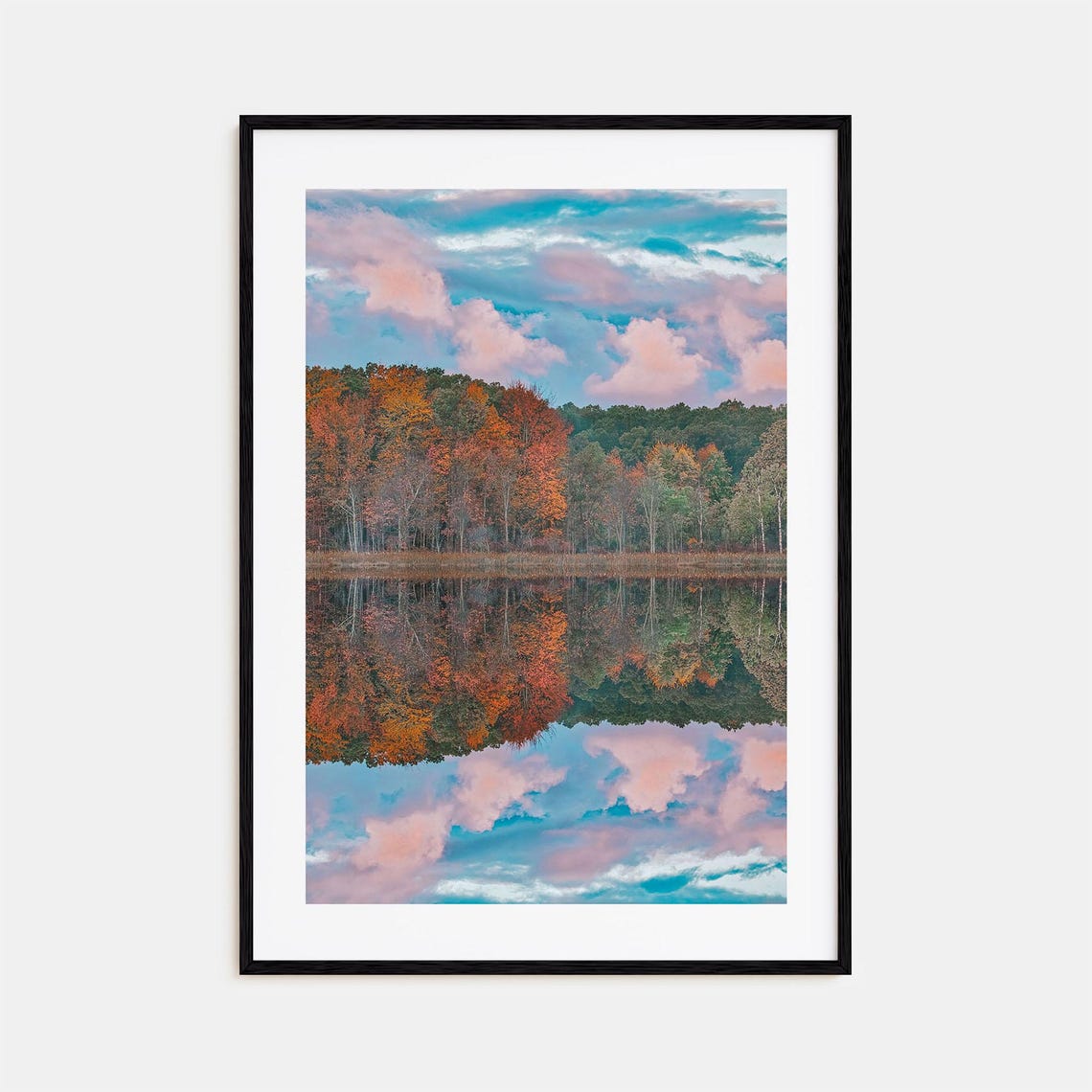 Lake Michigan Fall Foliage Mirror Lake Autumn Reflection Poster