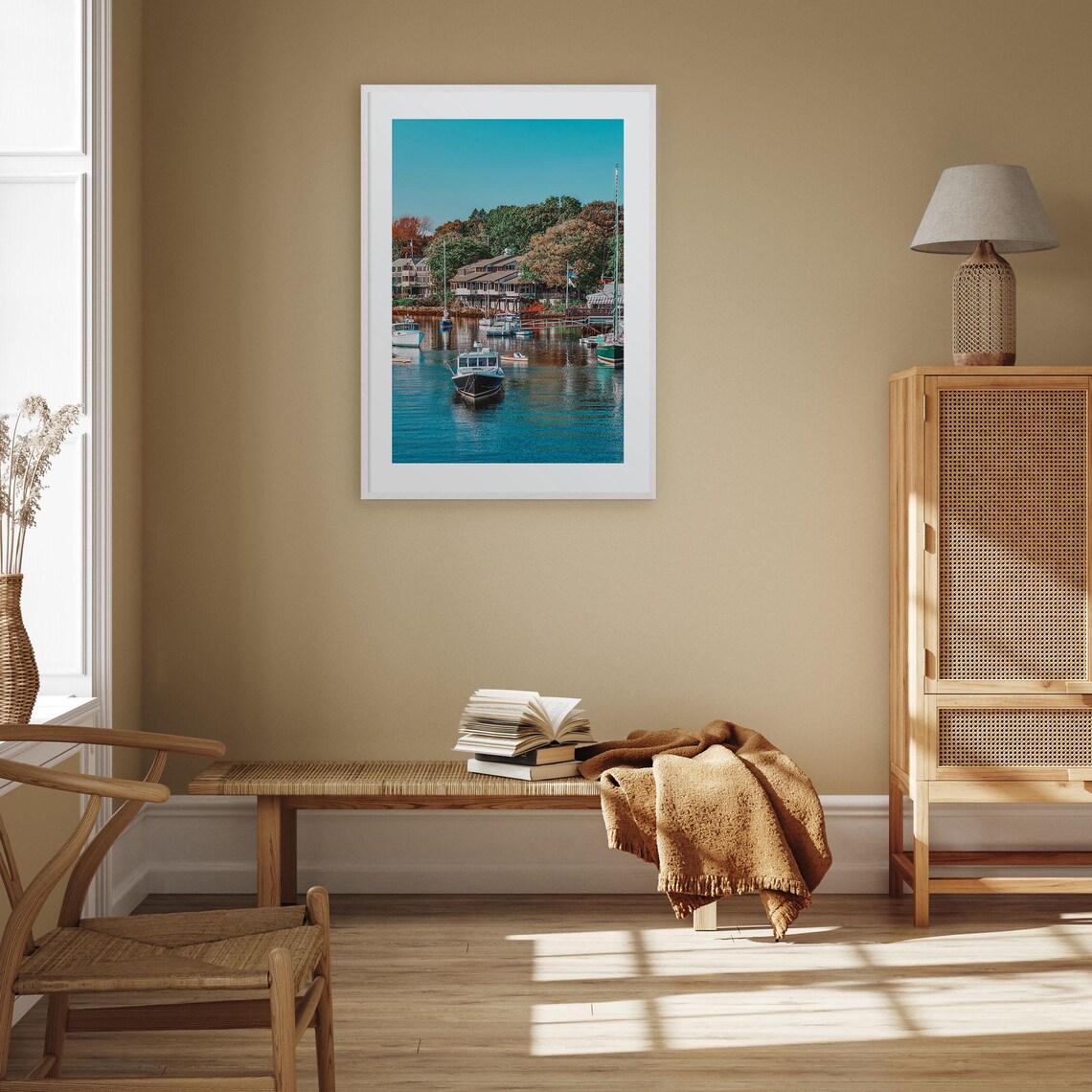 Ogunquit Maine Harbor Fishing Boats Autumn Waterfront Village Poster - Image 3