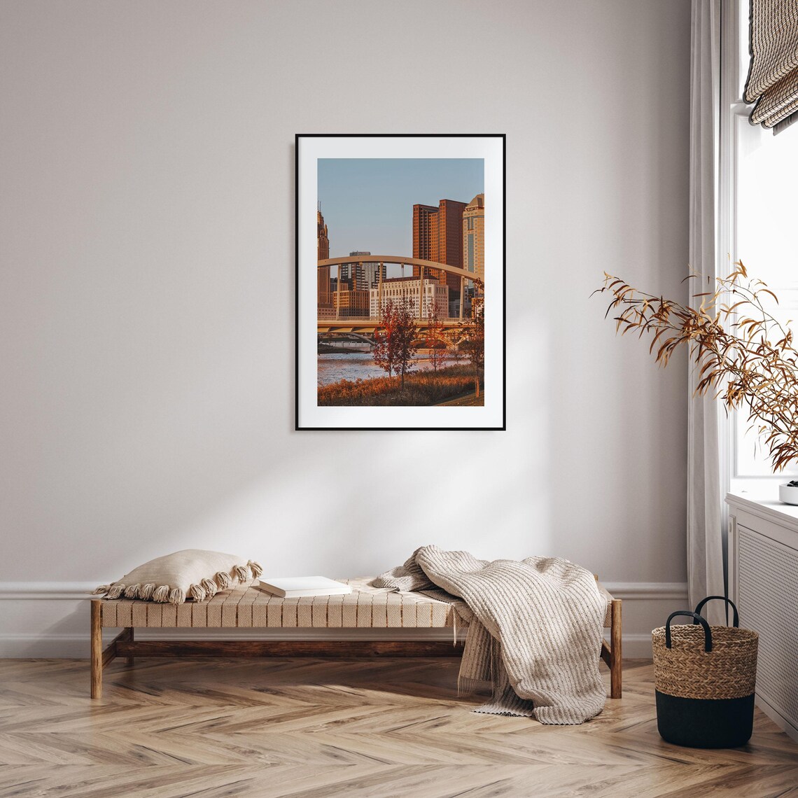 Columbus Ohio Skyline Bridge Golden Colorful Photography Poster - Image 2