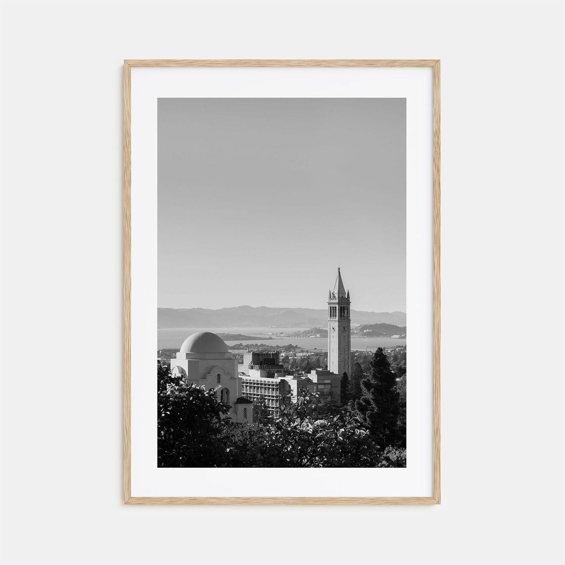 Berkeley Sather Tower And Domed Hall Over The Bay Black White Poster
