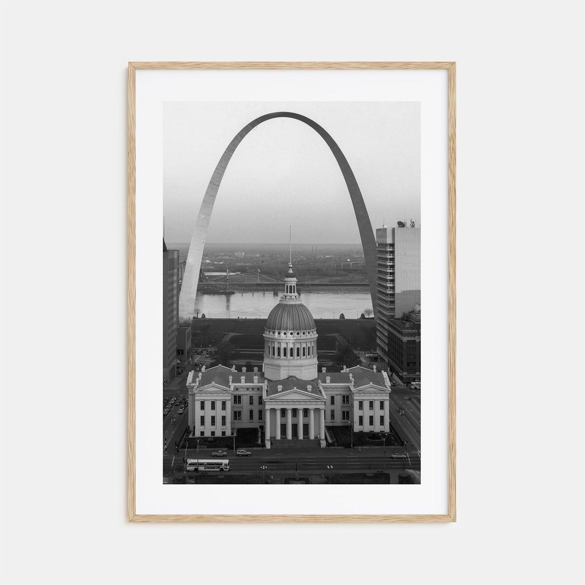 St Louis Gateway Arch Black And White Missouri Riverfront Poster