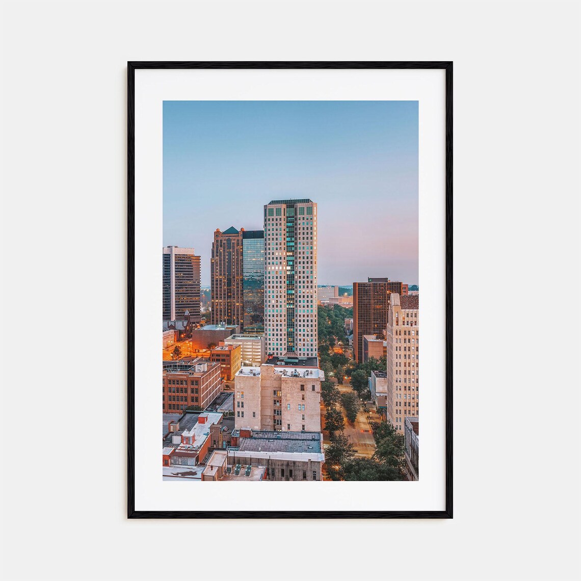 Birmingham Alabama Downtown Skyline Glowing at Dusk City Poster