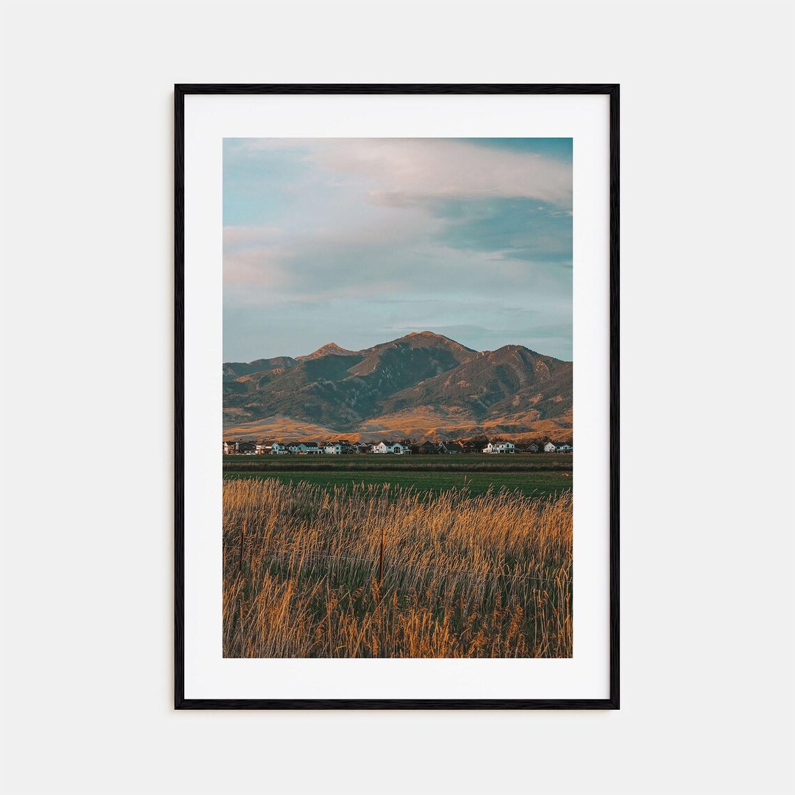 Bozeman Montana Golden Wheat Field With Mountains at Sunset Poster