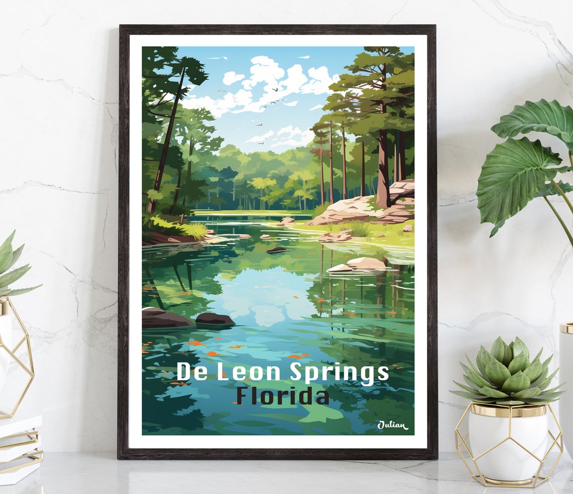 De Leon Springs Florida Crystal Waters in the Forest Travel Poster