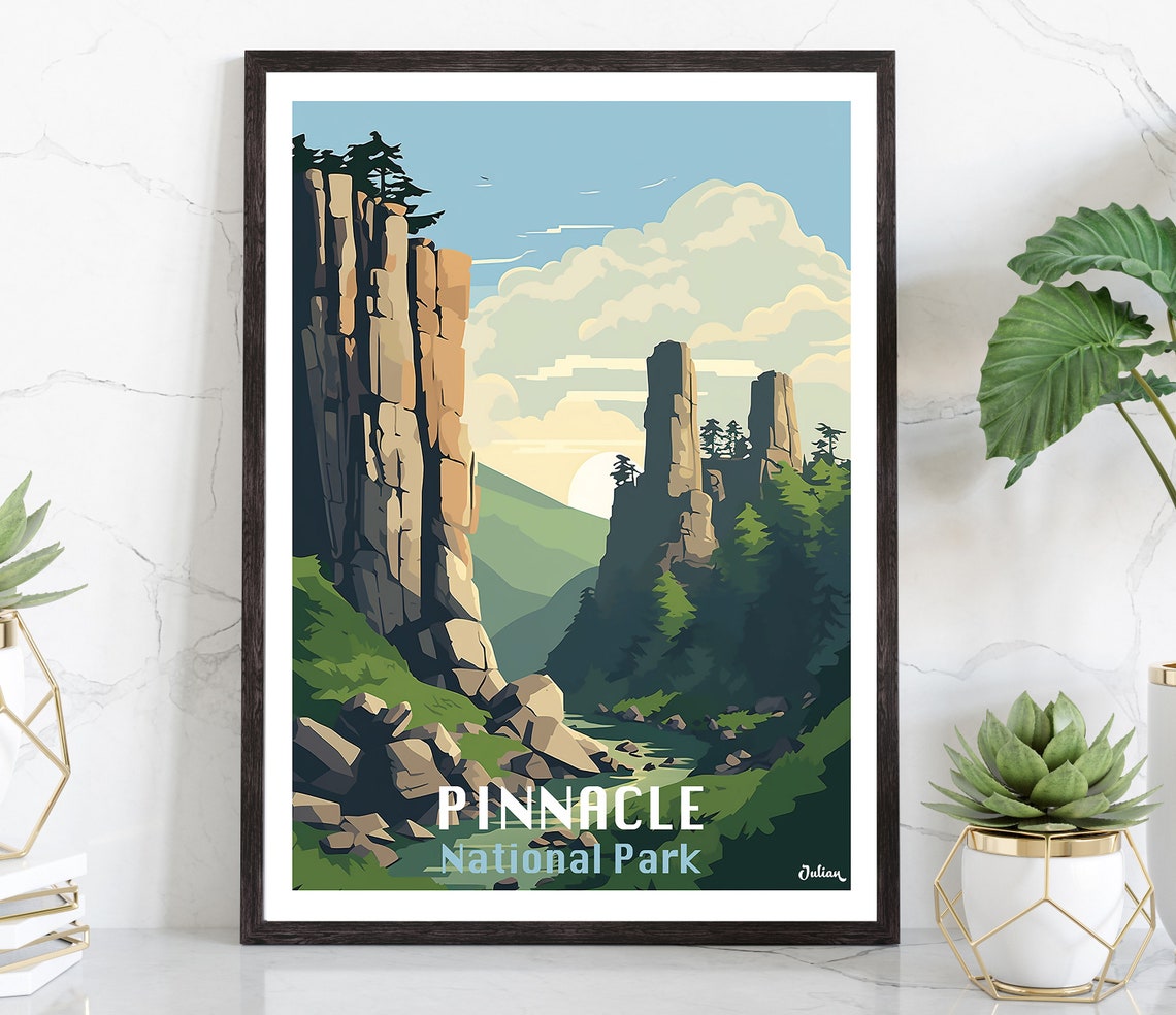 Pinnacle National Park California Rock Spires Nature Travel Poster