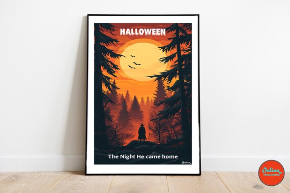 The Night He Came Home Halloween Forest Sunset Horror Poster